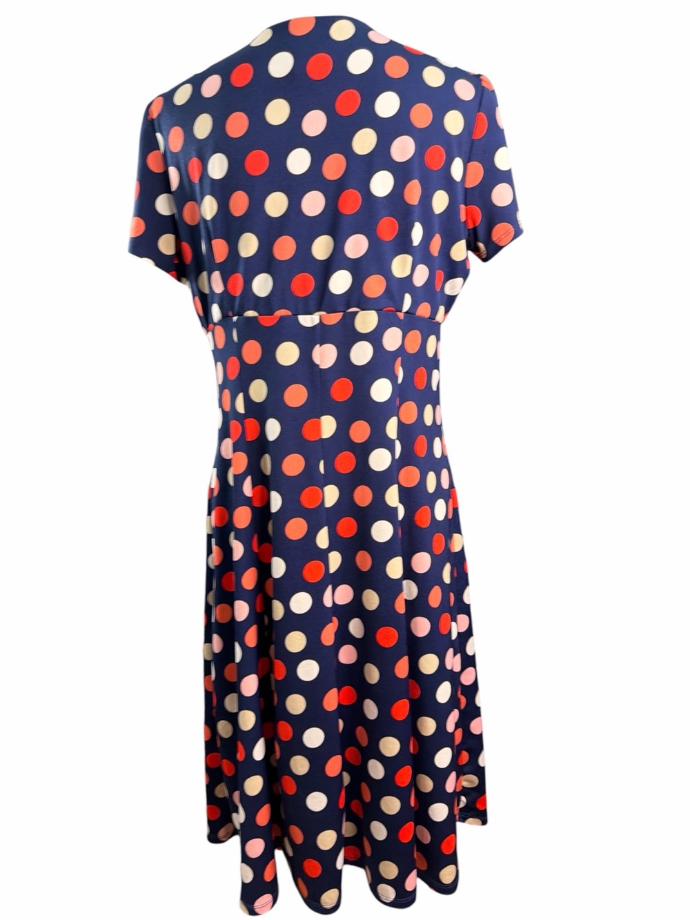 NorthStyle navy Blue dress with orange, cream and white polka dots. EC.- Size M - Picture 5 of 7